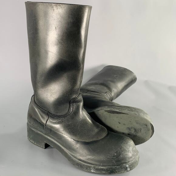 TAKAHIROMIYASHITATheSoloist. Size 9 Black Leather Rubber Pull On Boots main image 6